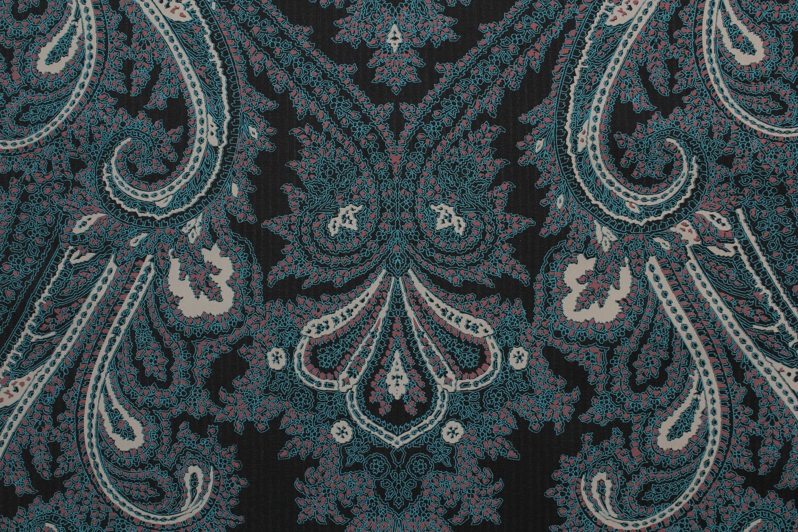 Шерсть-стрейч Etro с печатным узором цвета морской волны на чёрном фоне