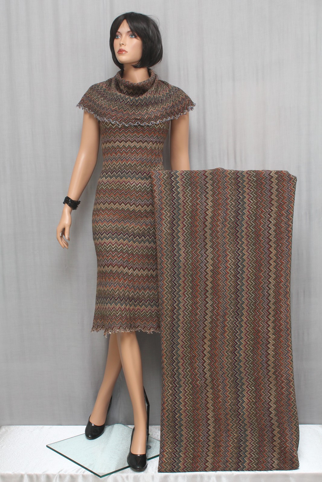 Джерси Missoni оливково-коричневое с узором зигзаг