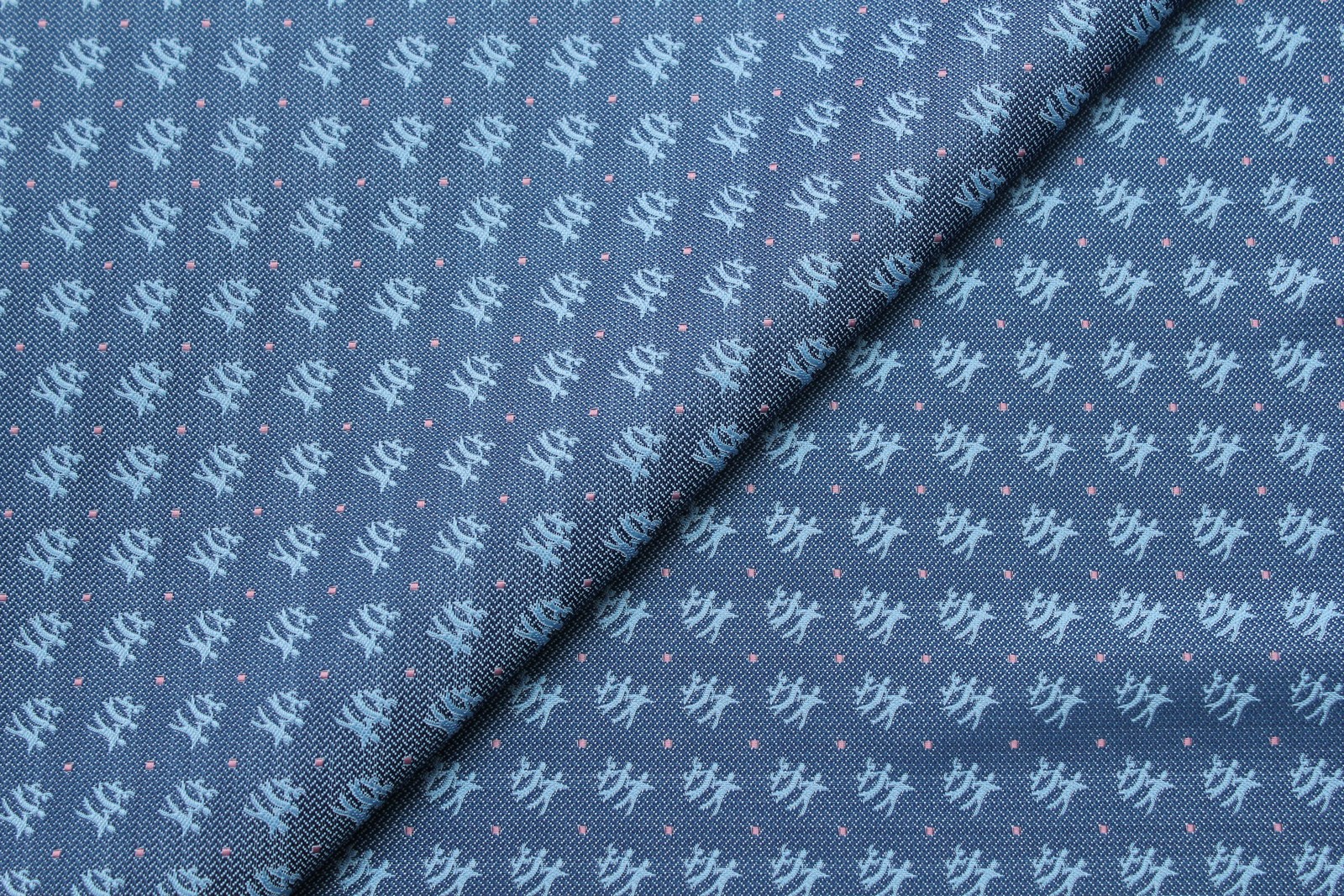 Купон жаккард Decor для галстуков и жилетов голубой с человечками