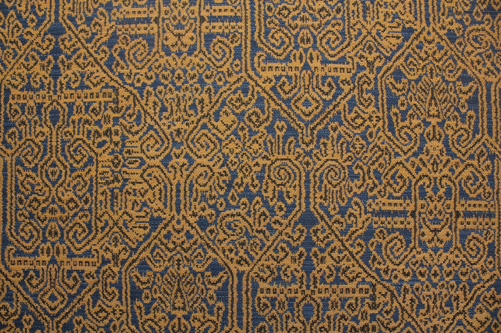 Шерсть жаккард Etro  горчично-синий с вензельным узором