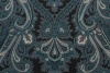 Шерсть-стрейч Etro с печатным узором цвета морской волны на чёрном фоне