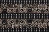 Ткань пальтовая Chanel коричнево-кремовый вензельный узор с чёрными в горошек полосами