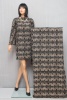 Ткань пальтовая Chanel коричнево-кремовый вензельный узор с чёрными в горошек полосами фото в интернет-магазине Ауратессу