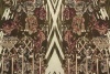 Купон шерсть стрейч D&G зеленовато-оливковый узор с ключиками на кремовом фоне