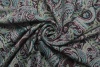 Шерсть-стрейч Etro малахитово-сливовый пейсли на серой рогожке фото в интернет-магазине Ауратессу