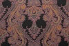 Шерсть Etro чёрная в полоску с печатным вензельным узором в розовых и охристых тонах