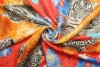 Шёлк-жаккард с купонным узором крупной бабочки с цветочными фрагментами, тиграми и леопардами. Размер купона 89x89 см. фото в интернет-магазине Ауратессу